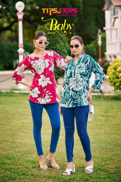 BABY Vol 07 BY TIPS AND TOPS DESIGNER RAYON PRINT KURTIS WHOLESALER IN INDIA